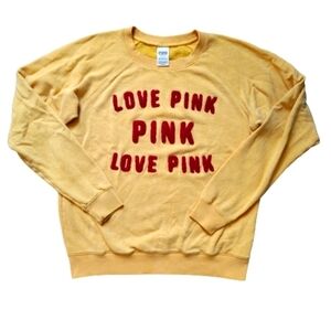 VS Pink Yellow/Maroon Varsity Letter Crew Neck Sweatshirt